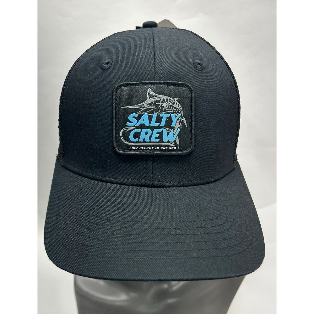Salty Crew Men Hat Hook Up Twill Retro Snapback Trucker Hat Black Panel Cap(YB)